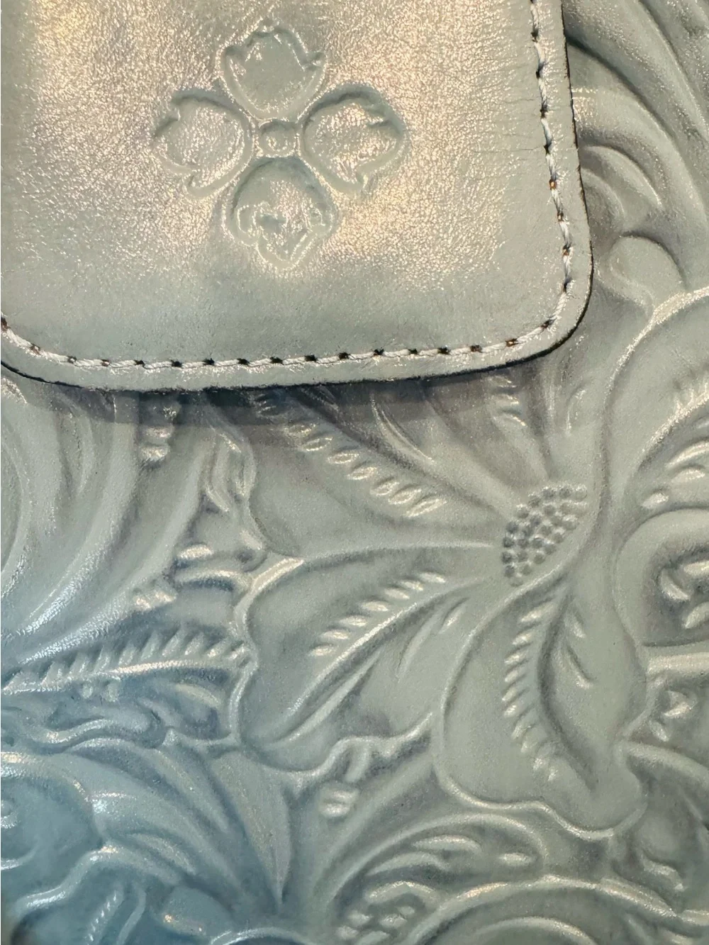 Patricia Nash Sky Blue Embossed Leather Handbag